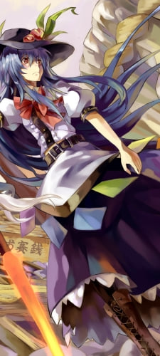 帽子を抑える比那名居天子 / 東方のAndroid用のスマホ壁紙