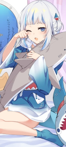 潜水艦の中で眠そうながうる・ぐら / 鮫のぬいぐるみ / ホロライブ / バーチャルYouTuber / VtuberのAndroid用のスマホ壁紙