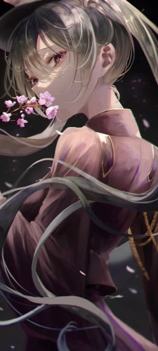 桜の匂いをかぐ初音ミク / 千本桜 / ボカロ / ボーカロイドのAndroid用のスマホ壁紙