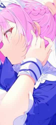 ポニーテールに髪を結わく湊あくあ / ホロライブ / バーチャルYouTuber / VtuberのAndroid用のスマホ壁紙