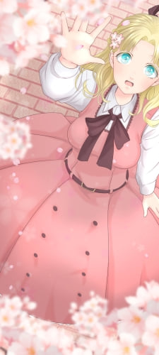 桜の花に手をかざすマリア・キャンベル / 乙女ゲームの破滅フラグしかない悪役令嬢に転生してしまったのAndroid用のスマホ壁紙