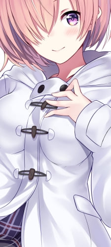 白い上着に手をあてる可愛いマシュ・キリエライト / fate/grand orderのAndroid用のスマホ壁紙
