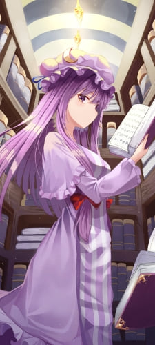 本を読むパチュリー・ノーレッジ / 東方のAndroid用のスマホ壁紙