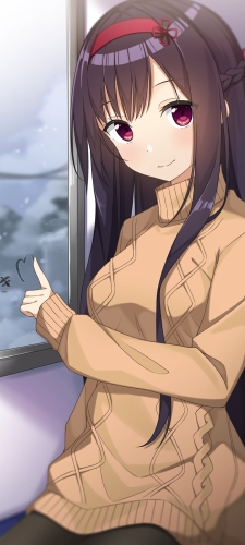 電車の窓に「すき」と書く鎌倉詩桜 / ハミダシクリエイティブのAndroid用のスマホ壁紙