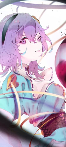 紫の瞳でこちらを見つめる綺麗な古明地さとり（こめいじ さとり） / 東方のAndroid用のスマホ壁紙