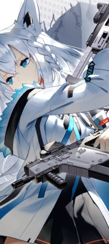 2丁拳銃のかっこいい白上フブキ / ホロライブ / バーチャルYouTuber / VtuberのAndroid用のスマホ壁紙