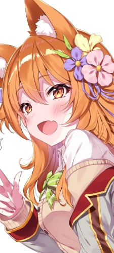三つ指のピースをして笑顔の茶熊コリン / 白猫プロジェクトのAndroid用のスマホ壁紙