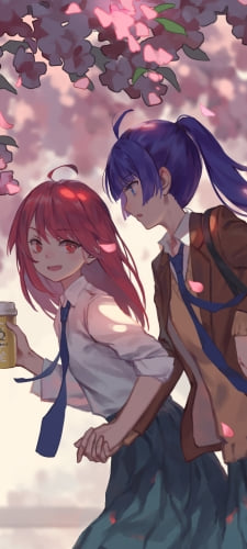 手をつなぐ宮永照と弘世菫 / 咲-Saki-のAndroid用のスマホ壁紙