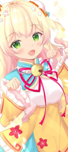 にゃんにゃんポーズをする可愛い桃鈴ねね / ホロライブ / バーチャルYouTuber / VtuberのAndroid用のスマホ壁紙