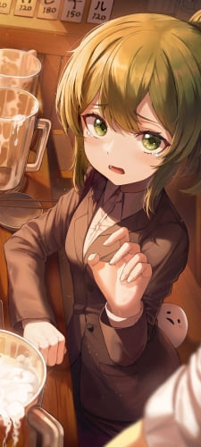 涙目の五十嵐双葉 / 居酒屋 / ビールジョッキ / 先輩がうざい後輩の話 / ファンアート / イラストのAndroid用のスマホ壁紙