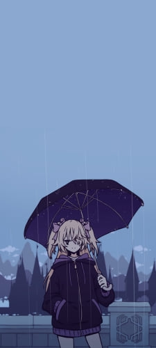雨の日、傘をさすフィッシュル / 原神 / ファンアート / イラストのAndroid用のスマホ壁紙