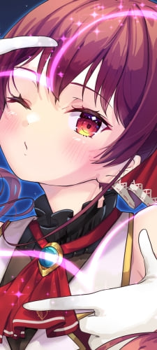 両手でポーズを取りウィンクする宝鐘マリン / 赤い瞳 / ホロライブ / バーチャルYouTuber / VtuberのAndroid用のスマホ壁紙