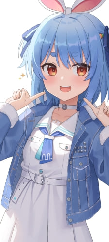 指で顔をさす笑顔の兎田ぺこら / ホロライブ / バーチャルYouTuber / VtuberのAndroid用のスマホ壁紙