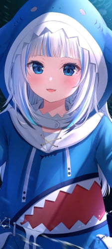 着ぐるみの鮫の胸鰭を掴むがうる・ぐら / ホロライブ / バーチャルYouTuber / VtuberのAndroid用のスマホ壁紙