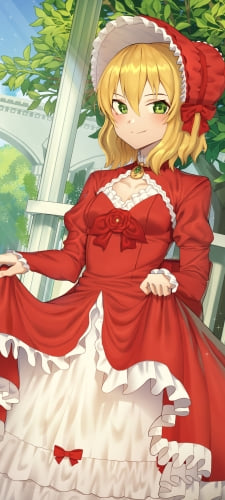 赤いドレスの裾を持ち微笑む櫻井桃華（さくらい ももか） / アイドルマスターシンデレラガールズのAndroid用のスマホ壁紙