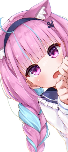 顔を出し覗き込む湊あくあ / ホロライブ / バーチャルYouTuber / VtuberのAndroid用のスマホ壁紙