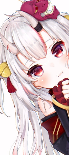 顔を出し覗き込む百鬼あやめ / ホロライブ / バーチャルYouTuber / VtuberのAndroid用のスマホ壁紙