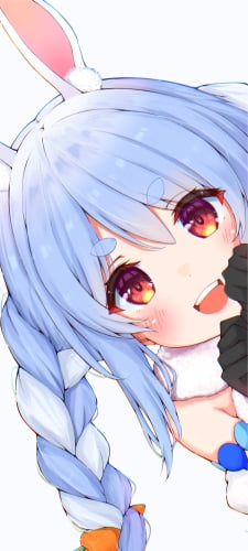 顔を出し覗き込む兎田ぺこら / ホロライブ / バーチャルYouTuber / VtuberのAndroid用のスマホ壁紙