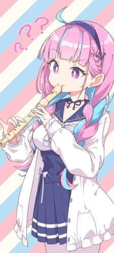 リコーダーを吹く湊あくあ / ホロライブ / バーチャルYouTuber / VtuberのAndroid用のスマホ壁紙