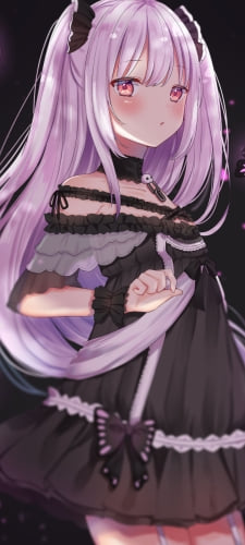 紫の髪色のクールな潤羽るしあ / ホロライブ / バーチャルYouTuber / VtuberのAndroid用のスマホ壁紙