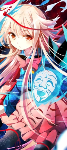 笑うお面と秦こころ / 東方のAndroid用のスマホ壁紙