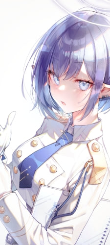 白い手袋をはめる可愛い扇喜アオイ（おきあおい） / ブルアカ / ブルーアーカイブのAndroid用のスマホ壁紙