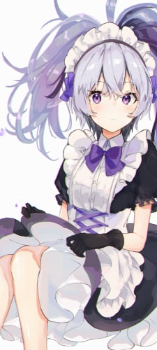 メイド姿で座っているflower / ボカロ / ボーカロイドのAndroid用のスマホ壁紙