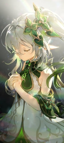 目をつぶり祈るナヒーダ / 原神のAndroid用のスマホ壁紙