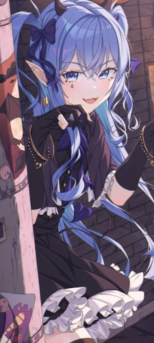 電柱に隠れて驚かそうとするハロウィンコスの可愛い星街すいせい / ホロライブ / バーチャルYouTuber / VtuberのAndroid用のスマホ壁紙