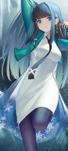 雪の結晶の服を着た司波深雪（しば みゆき） / 魔法科高校の劣等生のAndroid用のスマホ壁紙