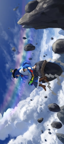 浮遊する岩に乗る比那名居天子（ひななゐてんし） / てんこ / 紙垂 / しめ縄 / 東方のAndroid用のスマホ壁紙