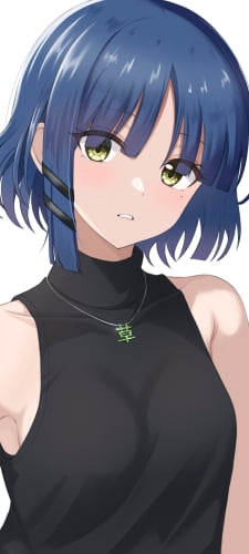 黄緑の瞳でこちらを見つめる山田リョウ / ぼっち・ざ・ろっく!のAndroid用のスマホ壁紙