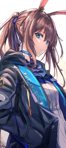 上着のポケットに手をつっこみこちらを見つめるかっこいいアーミヤ / アークナイツのAndroid用のスマホ壁紙