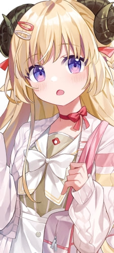 大きなリボンがついている私服姿の可愛い角巻わため（つのまき わため） / ホロライブ / バーチャルYouTuber / VtuberのAndroid用のスマホ壁紙