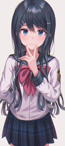 左手で顎ピする舞園さやか（マイゾノサヤカ） / ダンガンロンパのAndroid用のスマホ壁紙