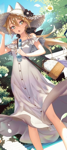 ラムネを持った白いドレスを着た可愛い伏見ガク / にじさんじ / バーチャルYouTuber / VtuberのAndroid用のスマホ壁紙