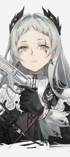 大きな銃を持ち冷ややかな視線をおくるアイリーニ / アークナイツのAndroid用のスマホ壁紙