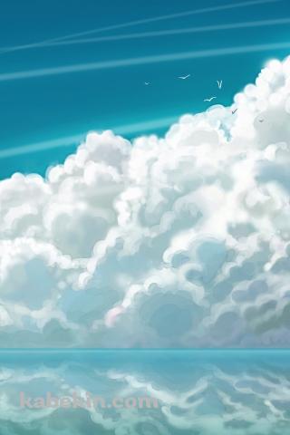 雲 鳥 海のAndroidの壁紙(320px x 480px) スマホ用