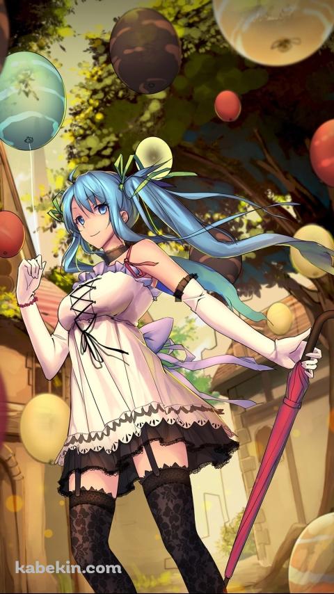 風船を持った初音ミクのAndroidの壁紙(480px x 854px) スマホ用