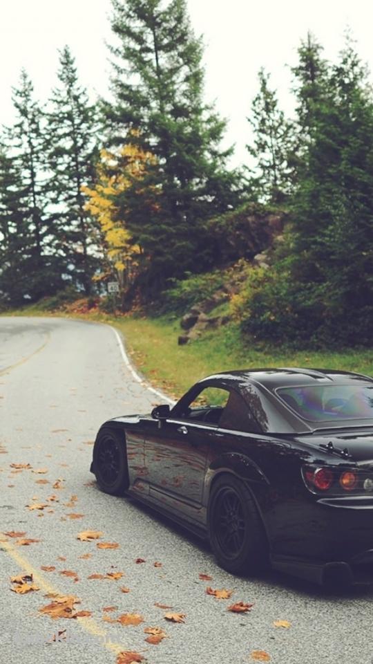 Black Car Autumn leafのAndroidの壁紙(540px x 960px) スマホ用