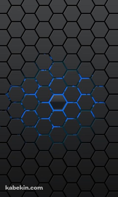 黒と青の六角形のAndroidの壁紙(480px x 800px) スマホ用