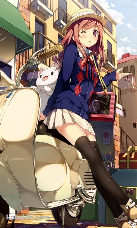 猫と女の子のAndroidの壁紙(480px x 800px) スマホ用
