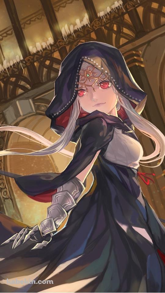 振り返るフードを被った少女のAndroidの壁紙(540px x 960px) スマホ用