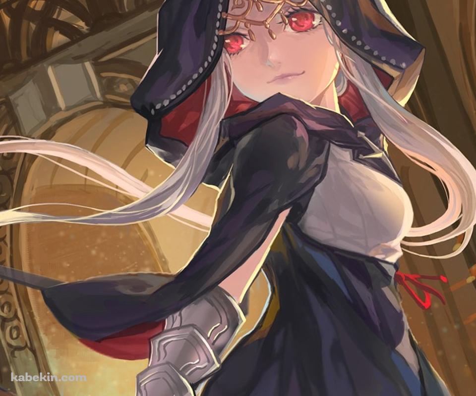 振り返るフードを被った少女のAndroidの壁紙(960px x 800px) スマホ用