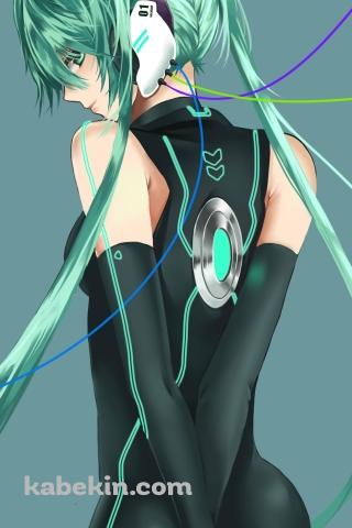 ボカロ 初音ミクの後姿のAndroidの壁紙(320px x 480px) スマホ用