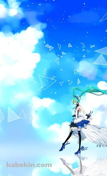 水の上を歩く初音ミクのAndroidの壁紙(360px x 592px) スマホ用