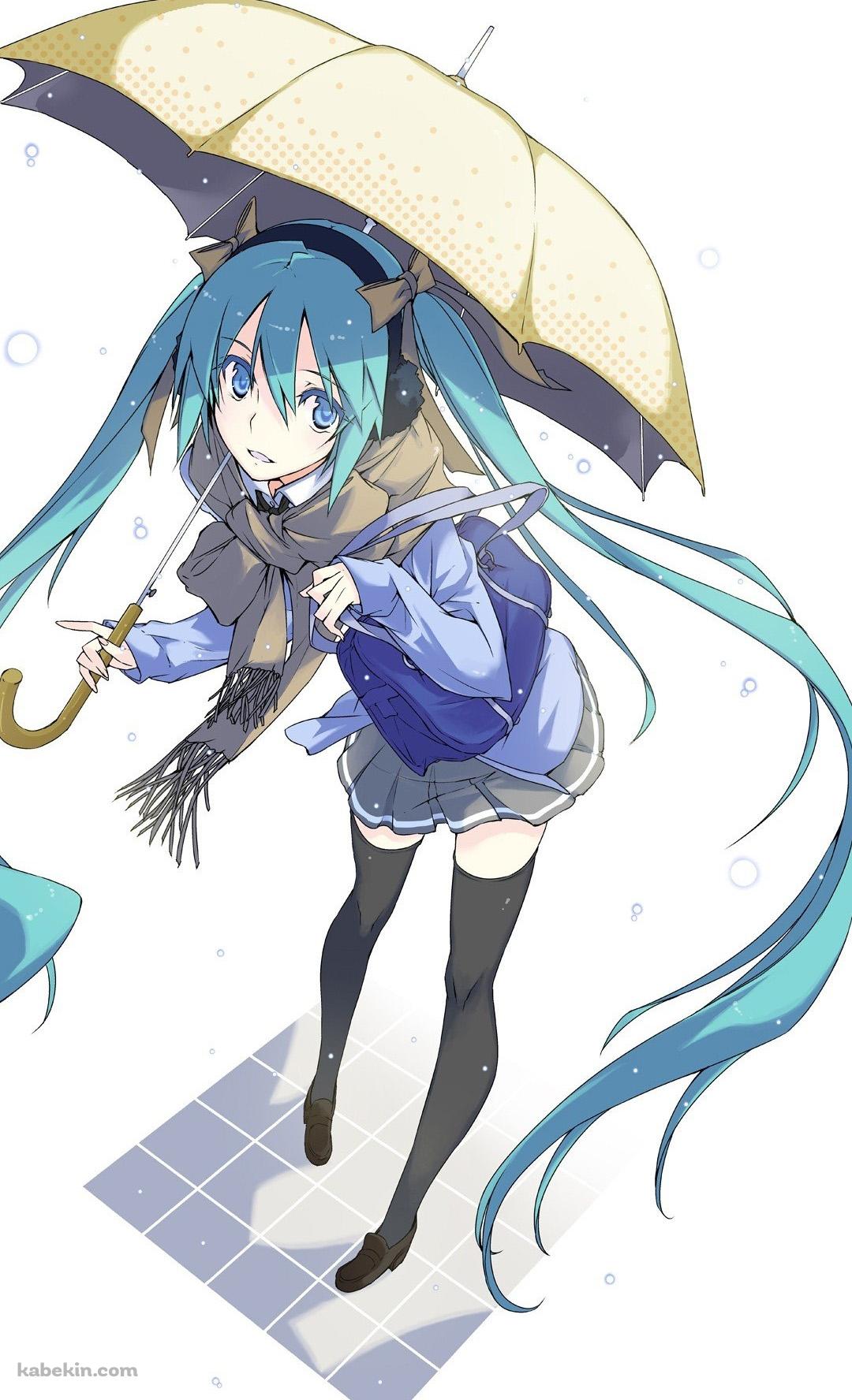 傘を射した初音ミクのAndroidの壁紙(1080px x 1776px) スマホ用