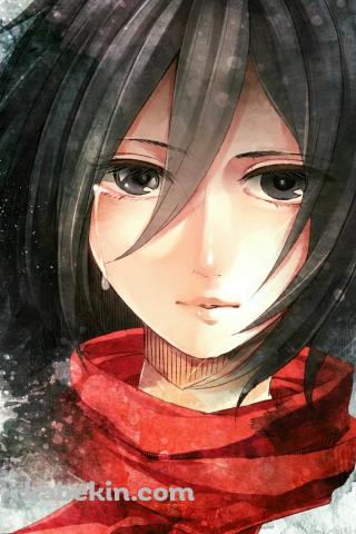 進撃の巨人 ミカサ・アッカーマンの肖像のAndroidの壁紙(320px x 480px) スマホ用