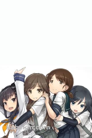 艦隊これくしょん 艦これ セーラー服を着た艦娘のAndroidの壁紙(320px x 480px) スマホ用