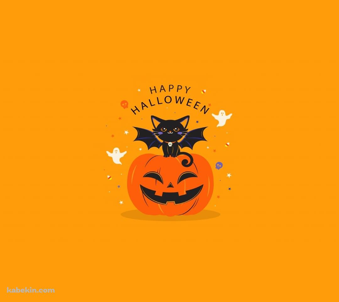HAPPY HALLOWEEN 黒猫 お化け パンプキンのAndroidの壁紙(1080px x 960px) スマホ用